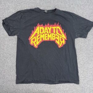 A Day To Remember Flaming Skull Band T-Shirt Black Anvil Size L